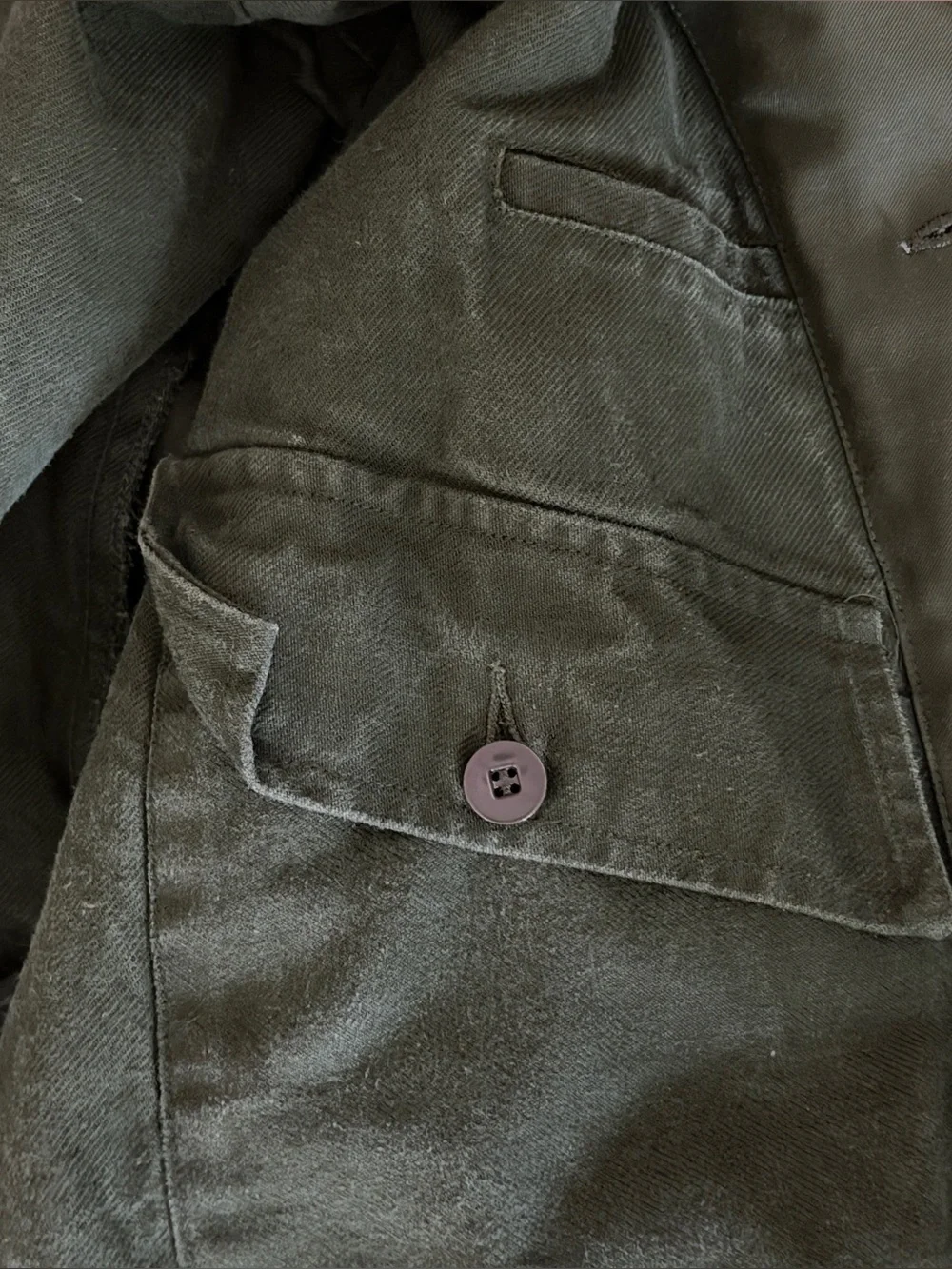Vintage 1968 Swedish Army Military Green Jacket E 104 Chest 48” Chore Hunting - Picture 13 of 16